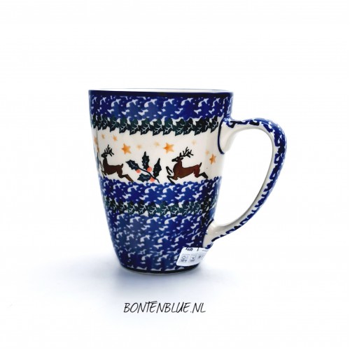 D05 Bunzlau Mug with ear 300 ml decor 1485X Kerst