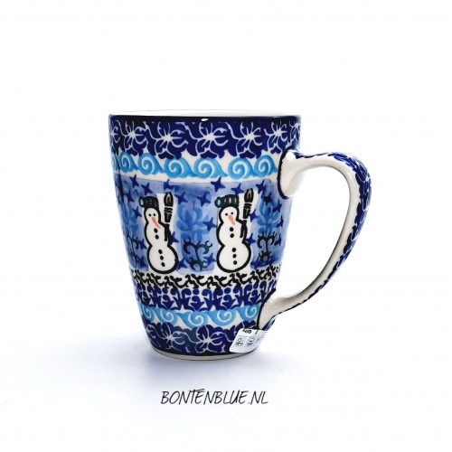 D05 Bunzlau Mug with ear 300 ml decor Unikat 1634X  Kerst