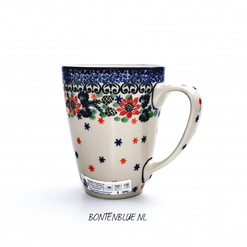 D05 Bunzlau Mug with ear 300 ml decor Unikat 3492X Kerst