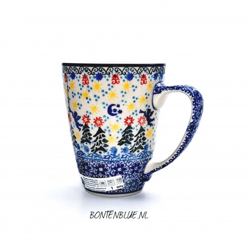 D05 Bunzlau Mug with ear 300 ml decor Unikat 4173X  Kerst