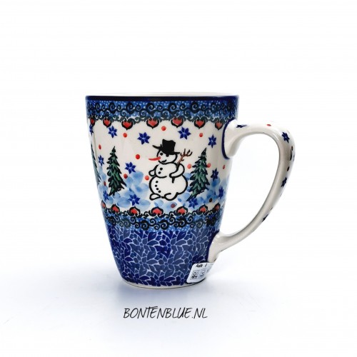 D05 Bunzlau Mug with ear 300  ml decor Unikat 4661X  Kerst