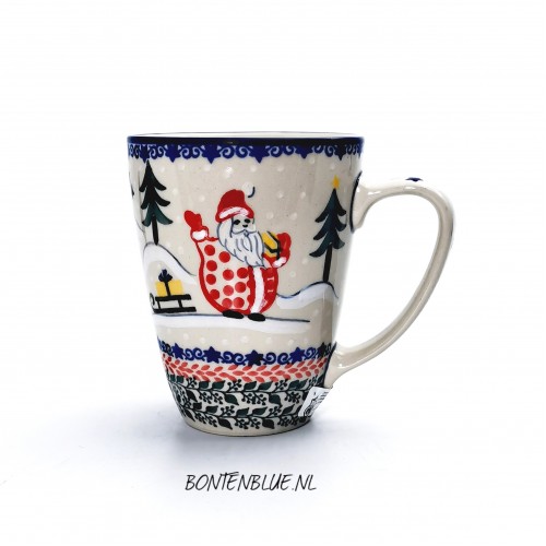 D05 Bunzlau Mug with ear 300 ml decor Unikat 5001X Kerst