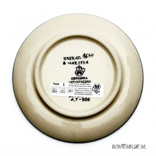 D21 Bunzlau Cake bordje Ø 12.3 cm decor Unikat 1634X Kerst