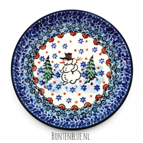 D21 Bunzlau Cake bordje Ø 12.3 cm decor Unikat 4661X Kerst
