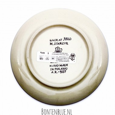 D21 Bunzlau Cake bordje Ø 12.3 cm decor Unikat 4830X