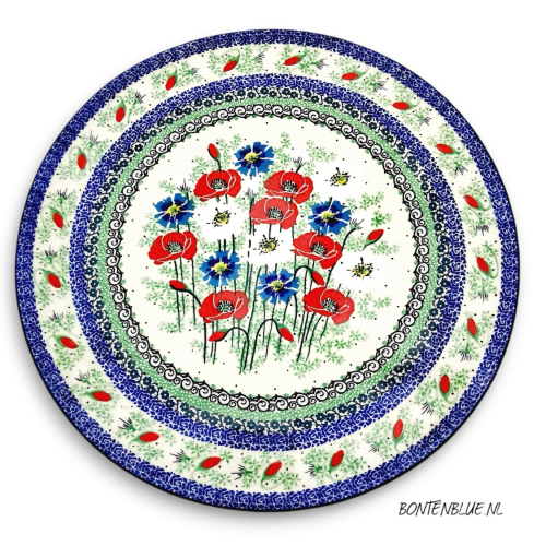 D53 Bunzlau Pizza / Serving plateau Ø 33 cm decor Unikat 4968X