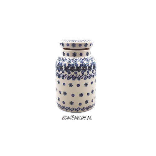 E30 Bunzlau voorraadpot with a cork lid 1 Liter decor 2084 Winter Garden