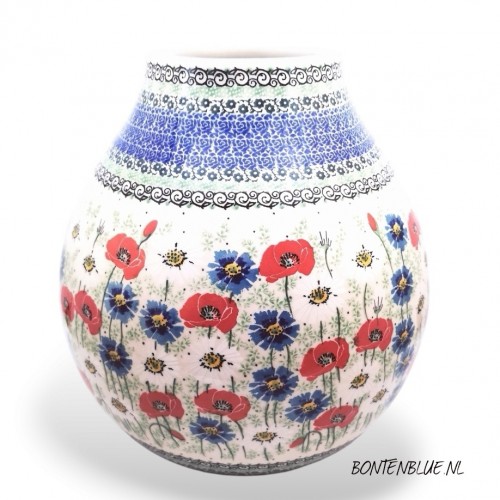 E82 Bunzlau Vase XL H 29,5 cm decor Unikat 4968