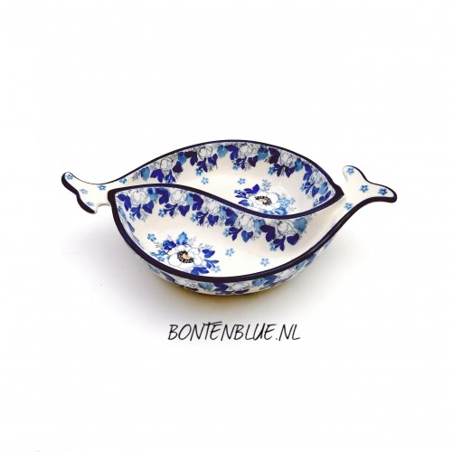 E89 Bunzlau Dubbele Visschaal  decor 2222X Lady