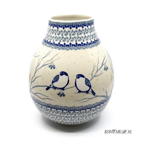 F14 Bunzlau Vase L H 24,5 cm decor Unikat 4830