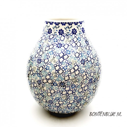 F14 Bunzlau Vase L H 24,5 cm decor Unikat 4965