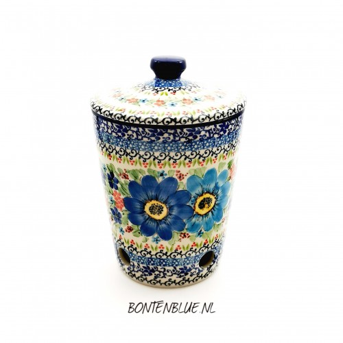 F36 Bunzlau Knoflook- / uienpot 0,9 Liter decor Unikat 5157X F36 Bunzlau Knoflook- / uienpot 0,9 Liter decor Unikat 5157X