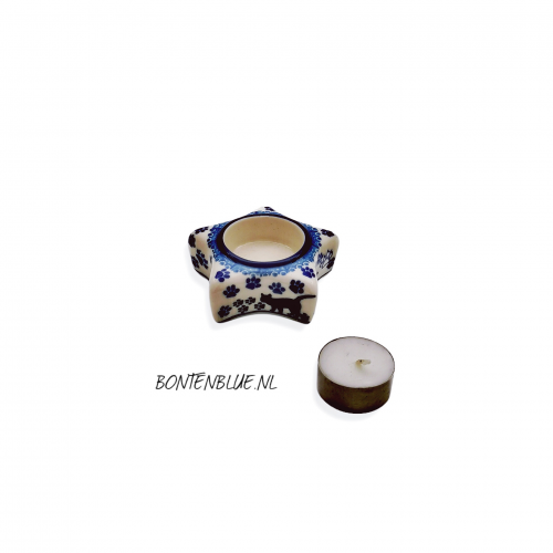 H09 Bunzlau Waxinelichthouder starshape decor 1771X Black cat
