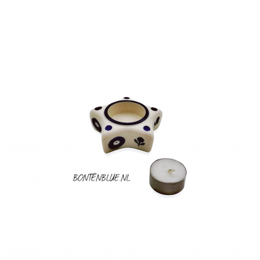 H09 Bunzlau Waxinelichthouder ster vorm decor H09 Bunzlau Waxinelichthouder ster vorm decor