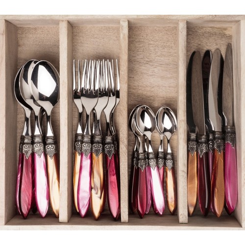 Murano fire mix dinner 24 piece in wooden box